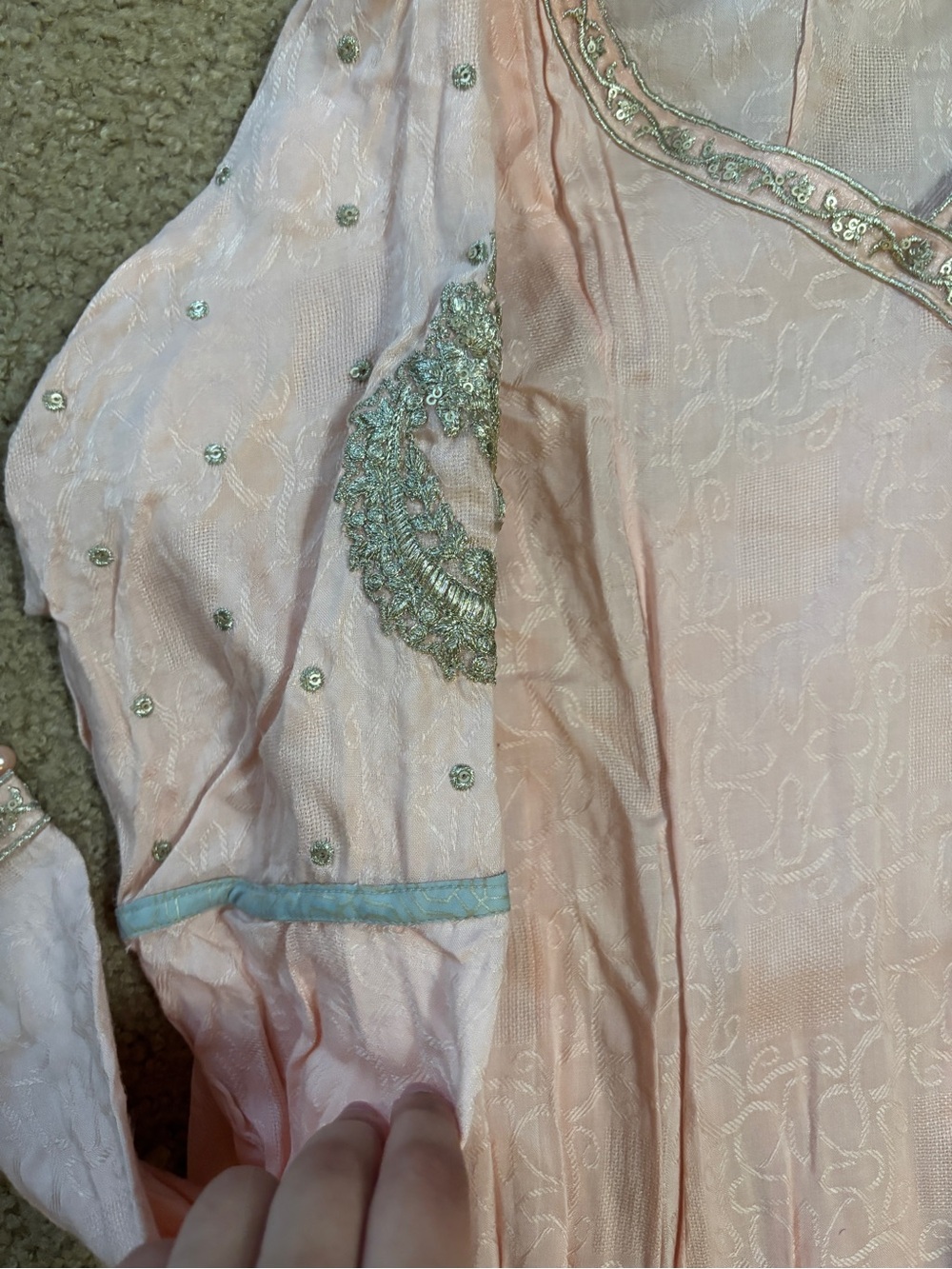 Maria B Delicate Pink Lace-Embellished Dress - Picture 3 of 8